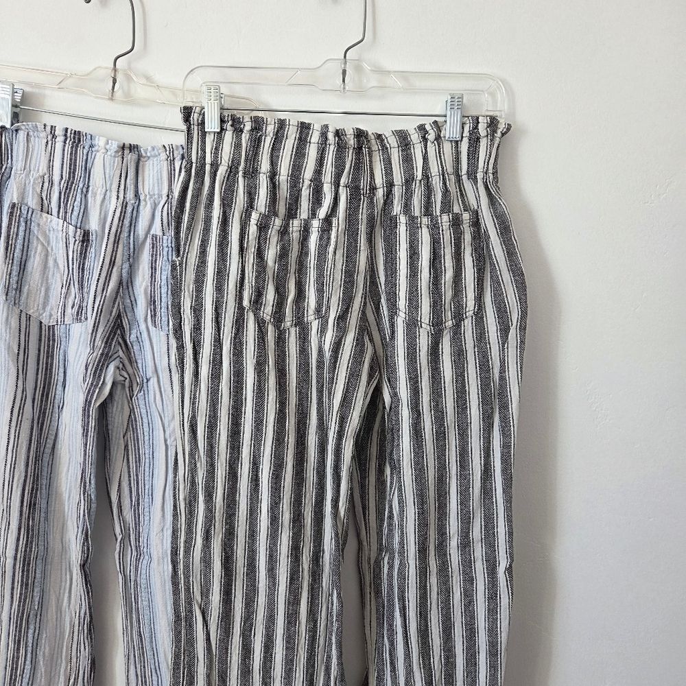 Belle Du Jour Linen Stripe Beach Pants Bundle Of Two Vacation Lightweight Small - Picture 11 of 14